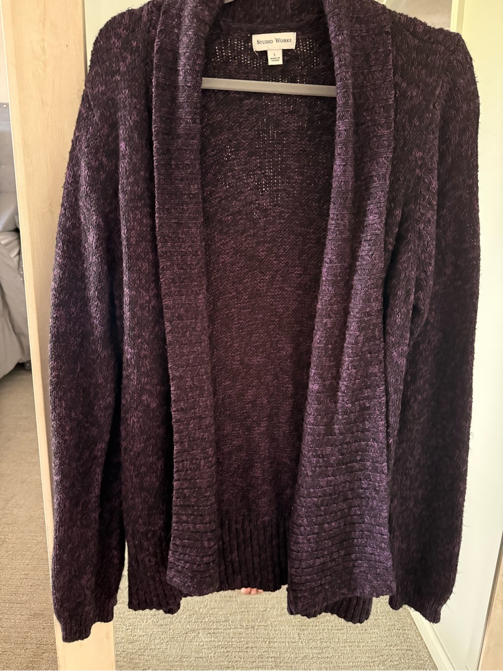 Studio Works Deep Purple Chenille Open-Front Cardigan